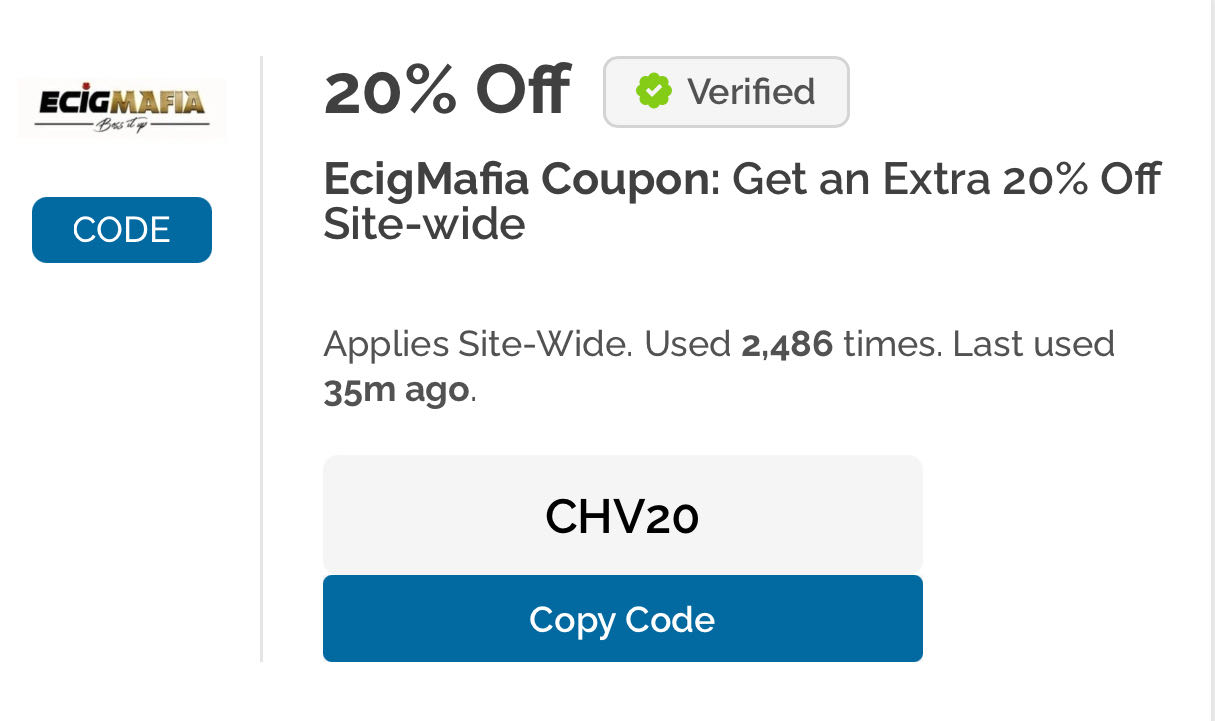 EcigMafia Promo Codes - 75% Off (+16 Codes) May 2026