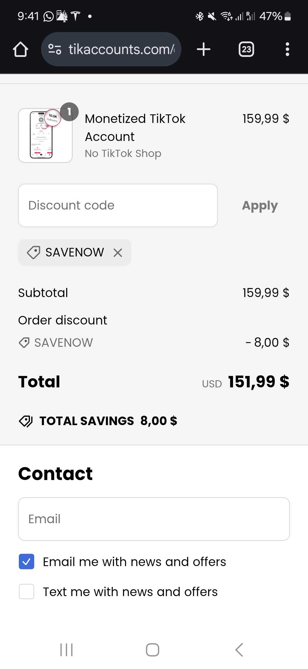 SAVENOW coupon verification screenshot