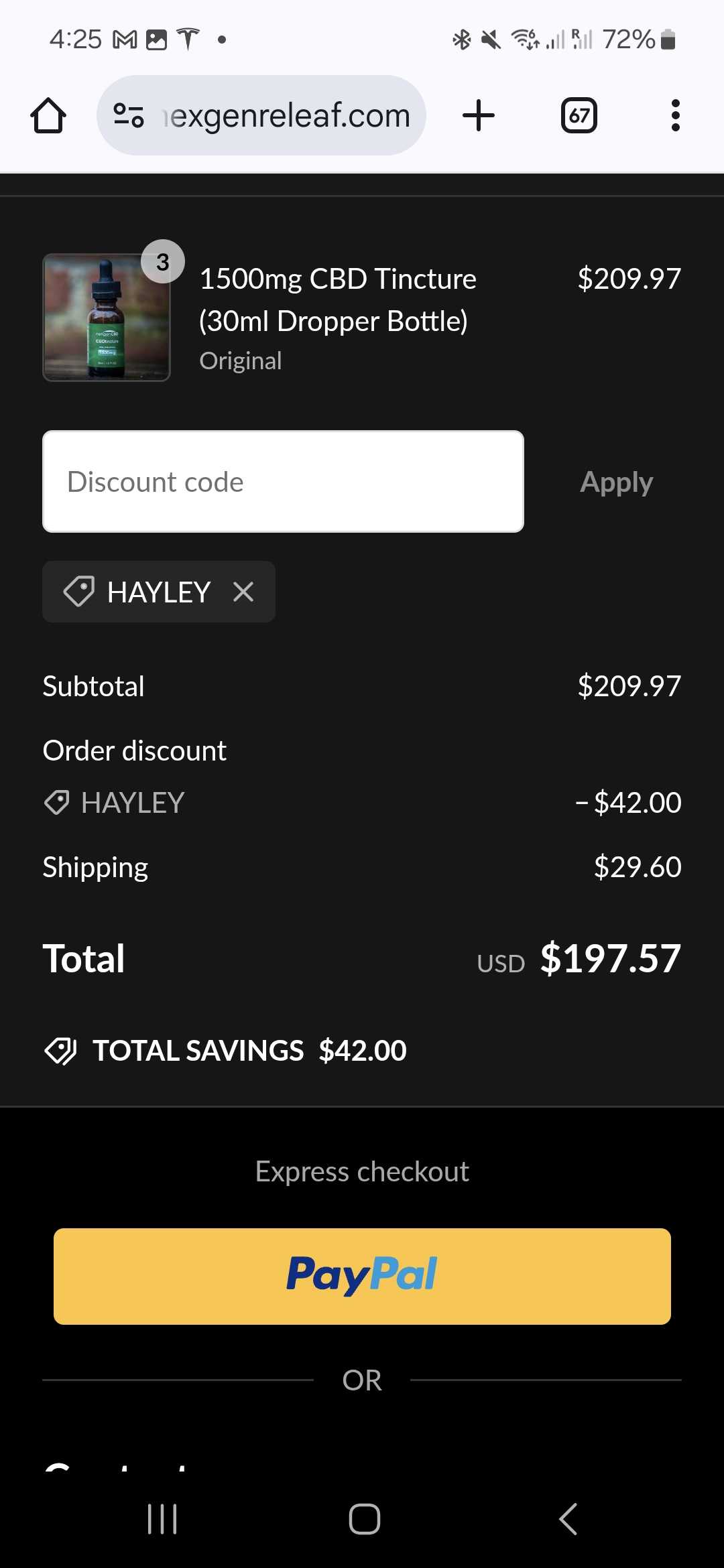 HAYLEY coupon verification screenshot
