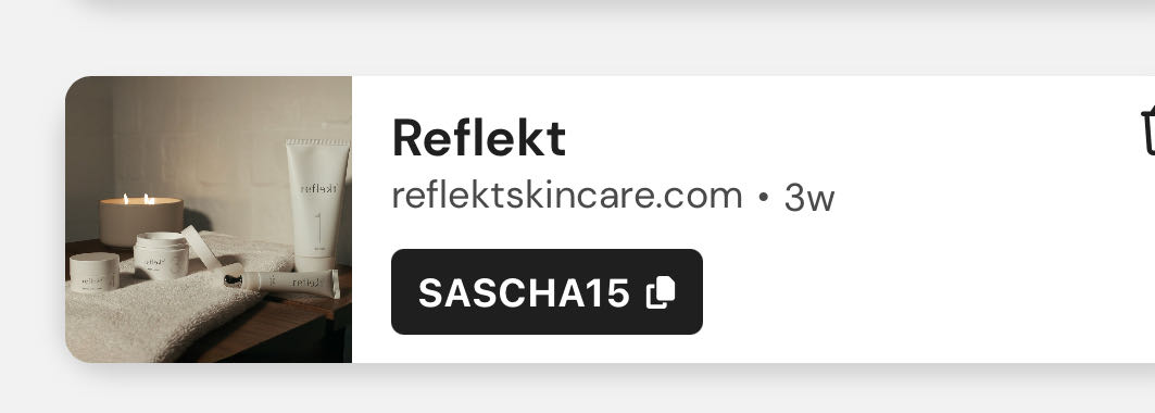Reflekt Skincare coupon verification screenshot