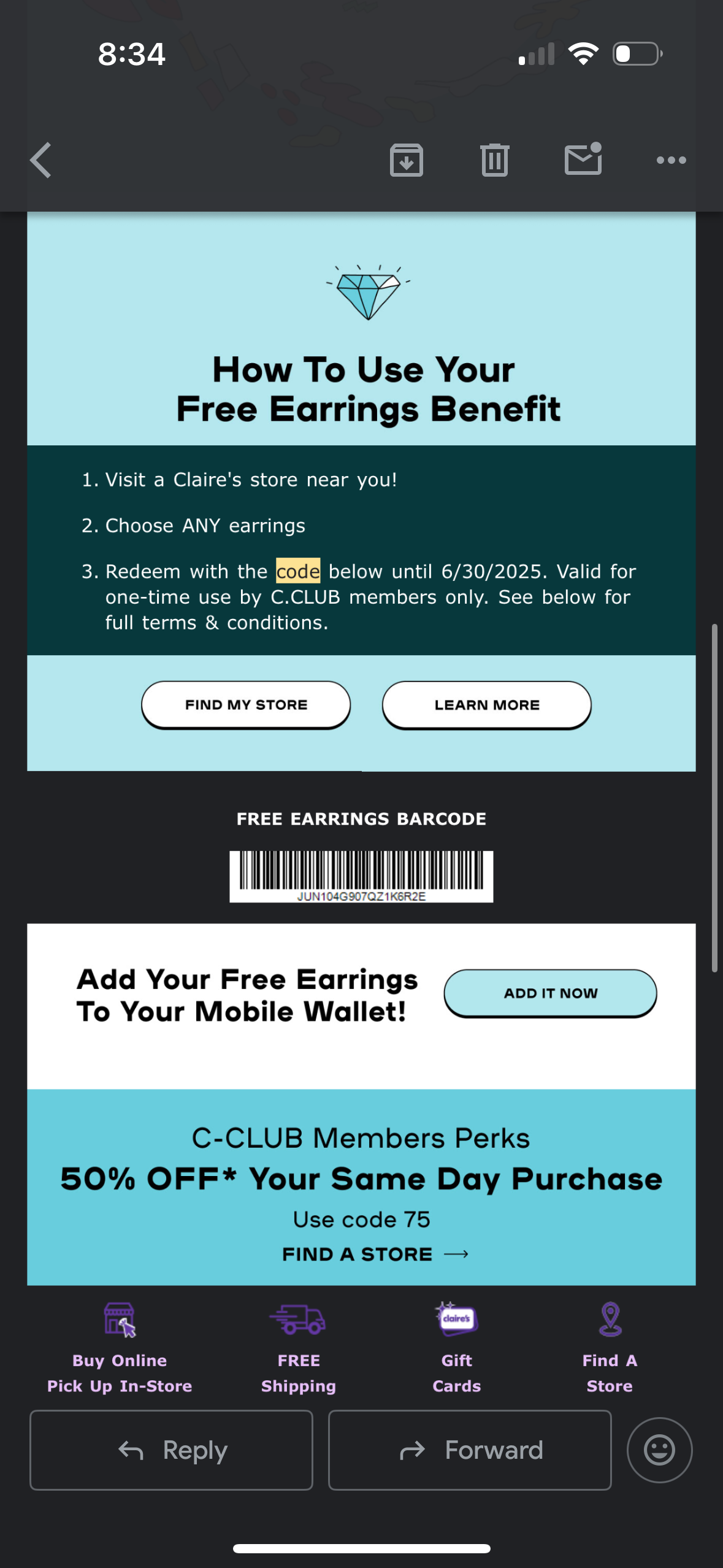 75 coupon verification screenshot