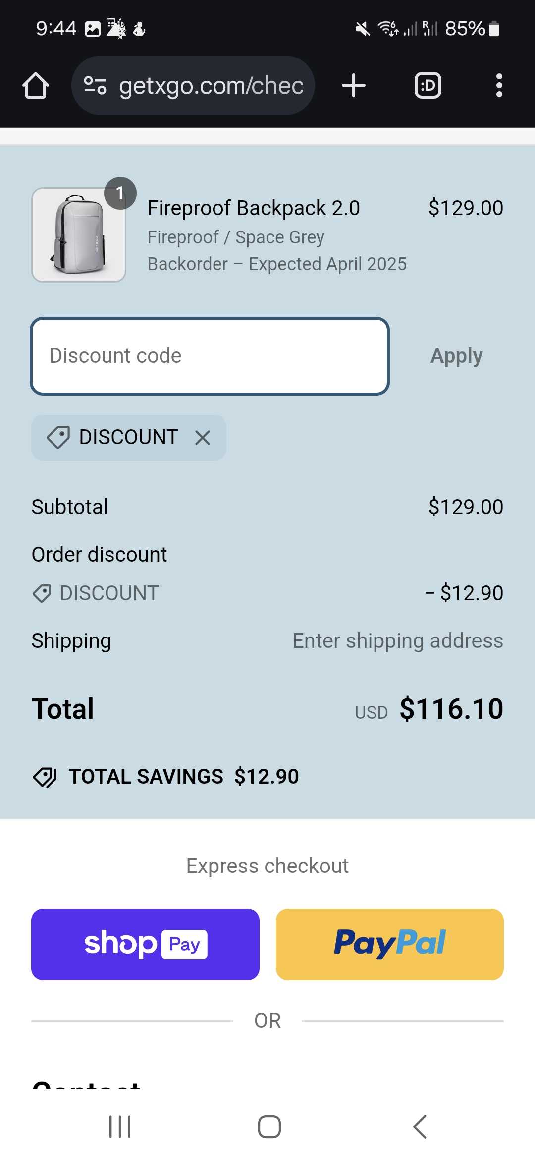 DISCOUNT coupon verification screenshot