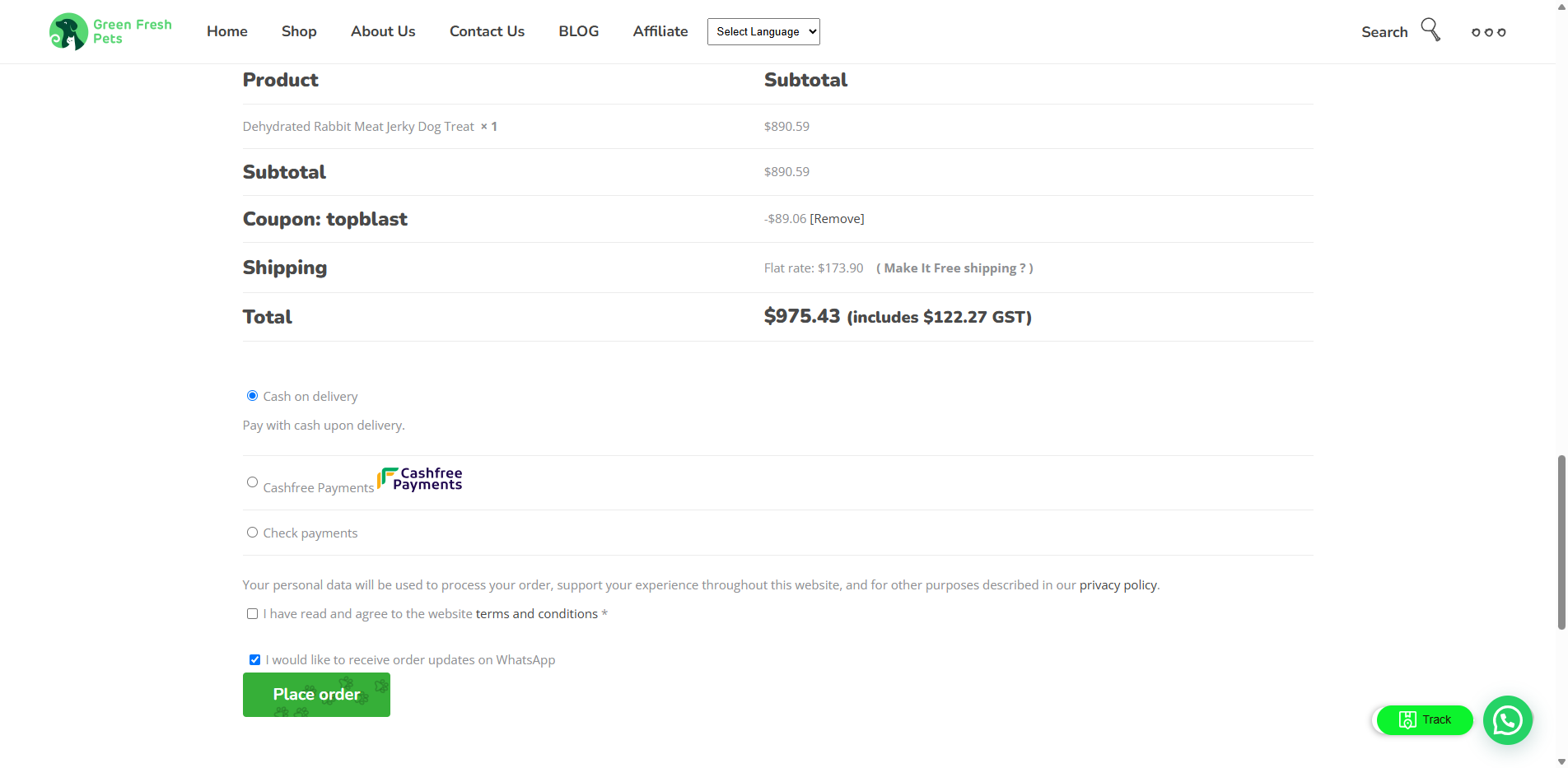 topblast coupon verification screenshot