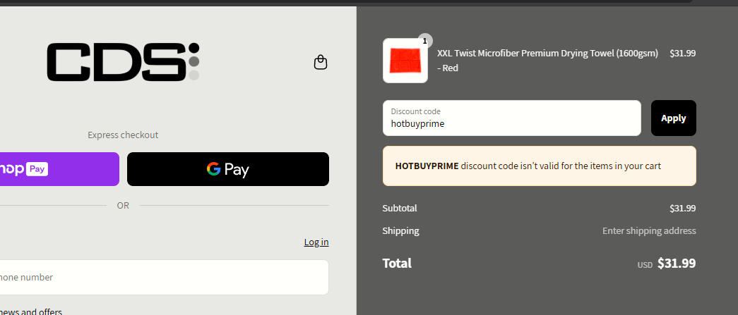 hotbuyprime coupon verification screenshot