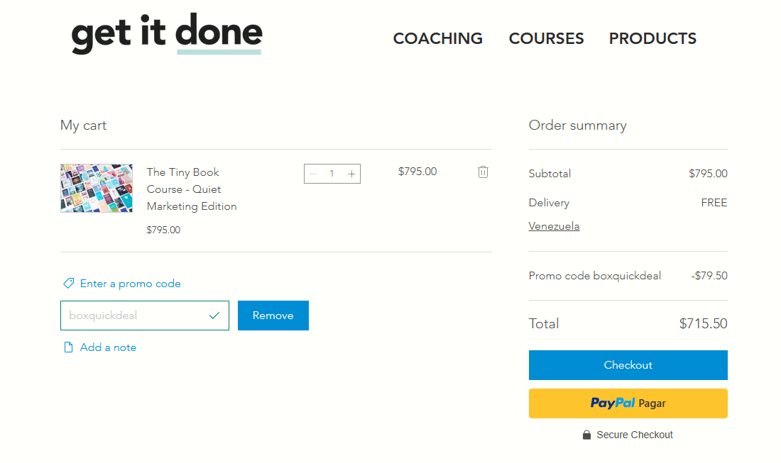 boxquickdeal coupon verification screenshot