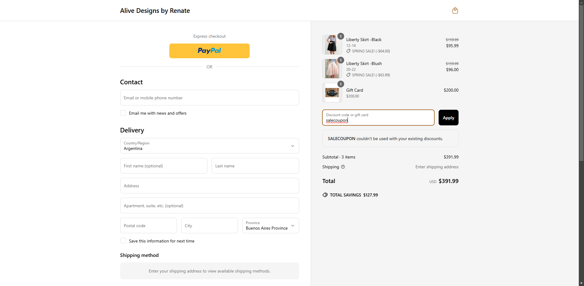 salecoupon coupon verification screenshot
