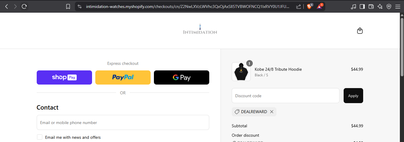 dealreward coupon verification screenshot
