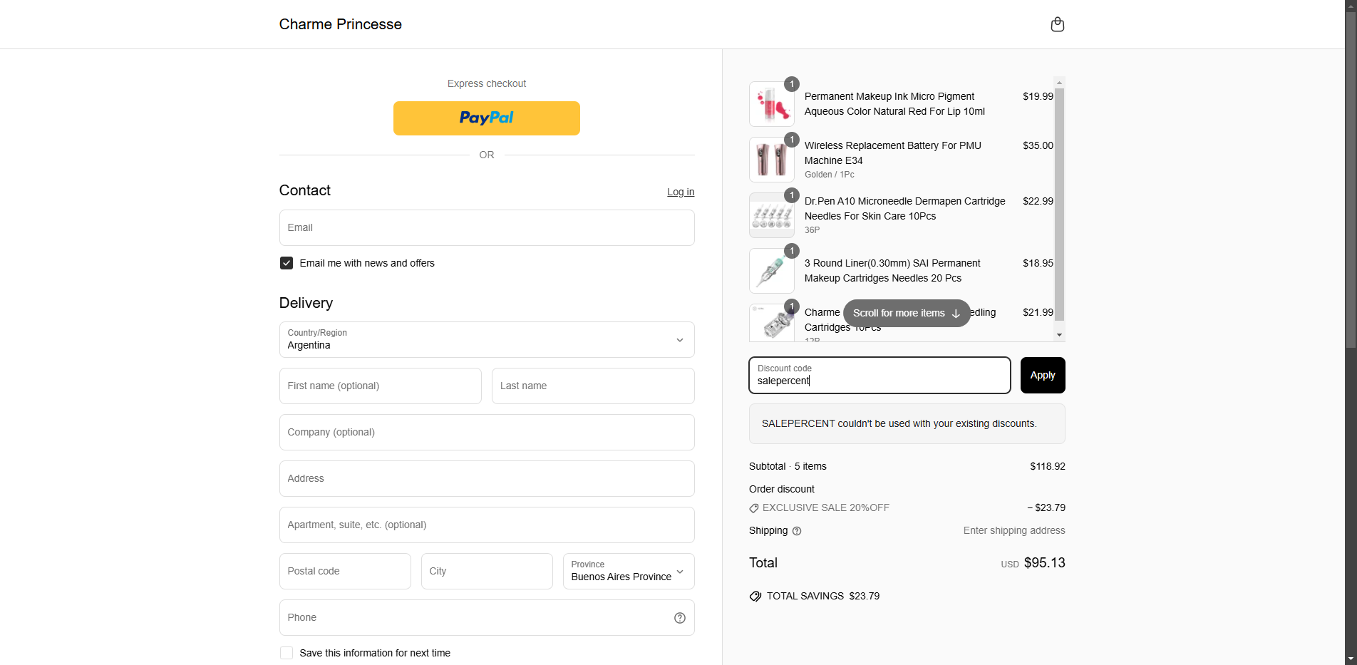 salepercent coupon verification screenshot