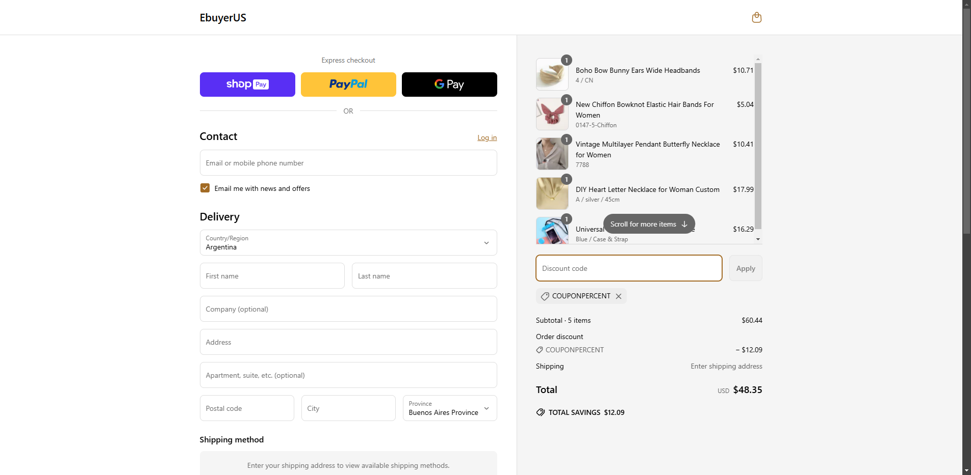 EbuyerUS coupon verification screenshot
