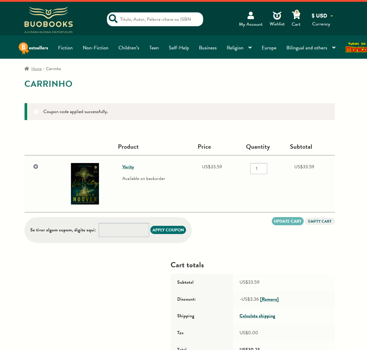 bookdealer coupon verification screenshot