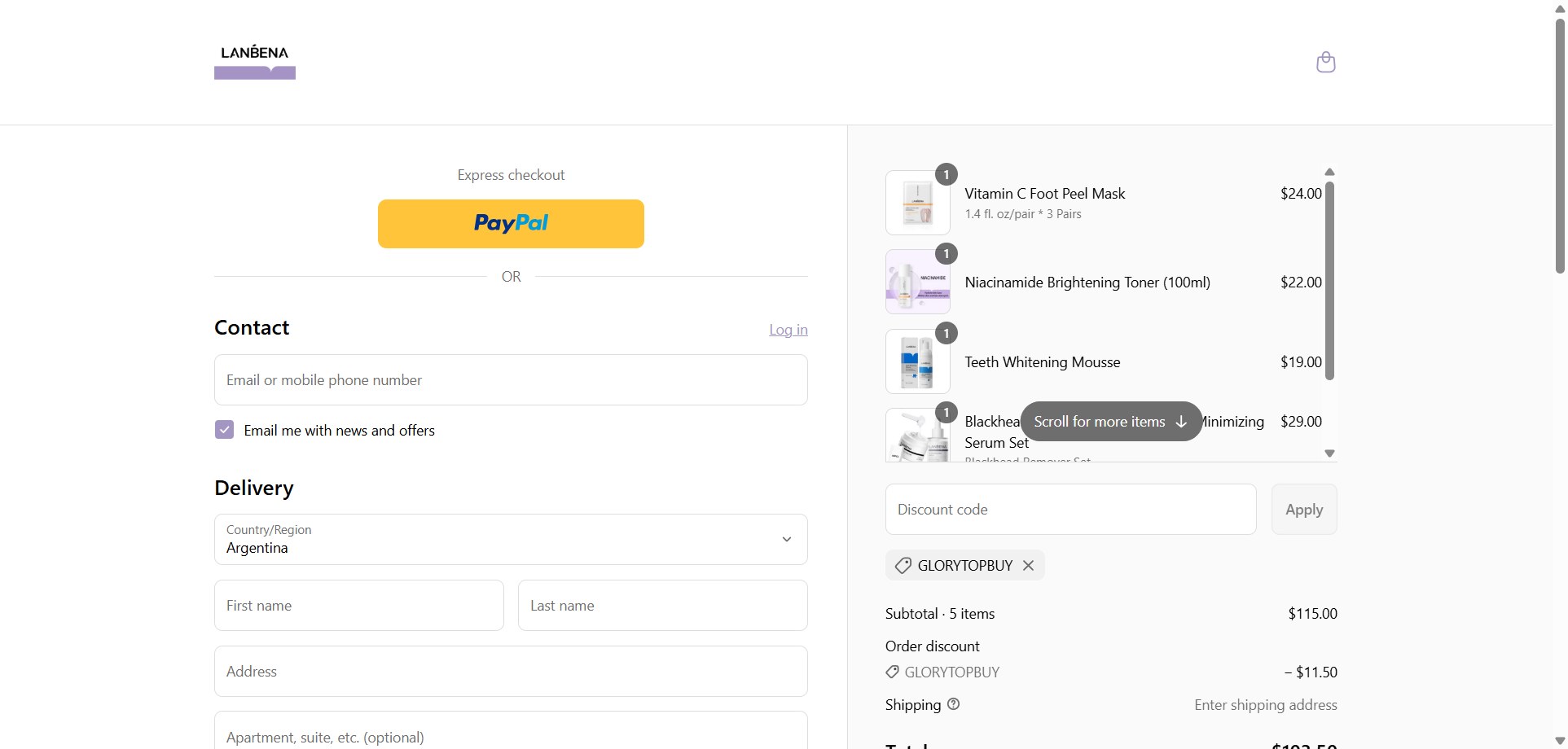 glorytopbuy coupon verification screenshot