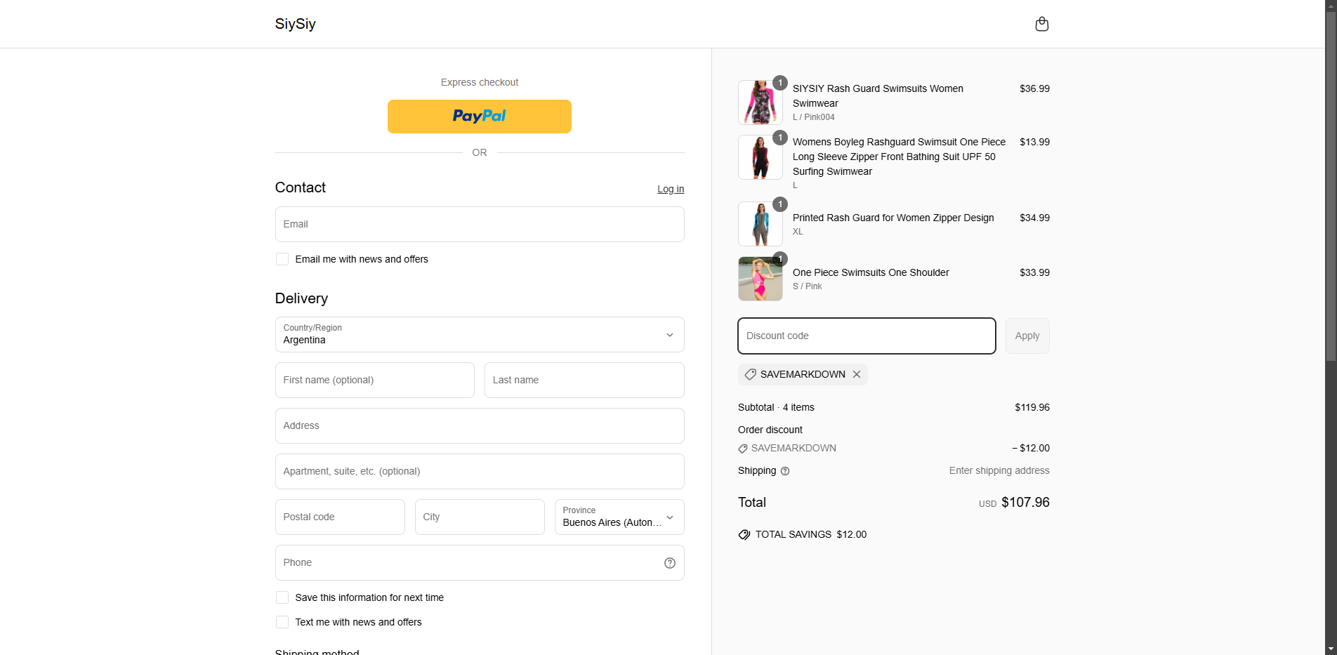savemarkdown coupon verification screenshot