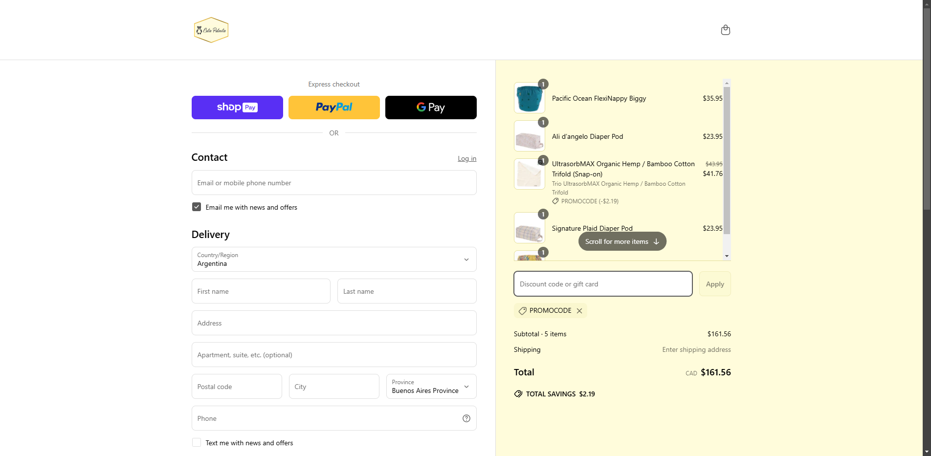 promocode coupon verification screenshot