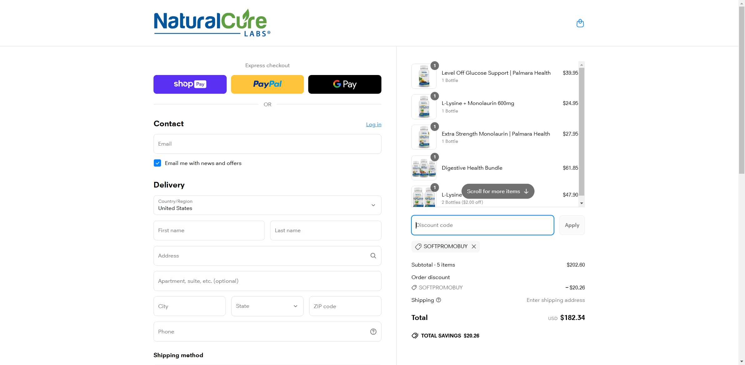 Natural Cure Labs coupon verification screenshot
