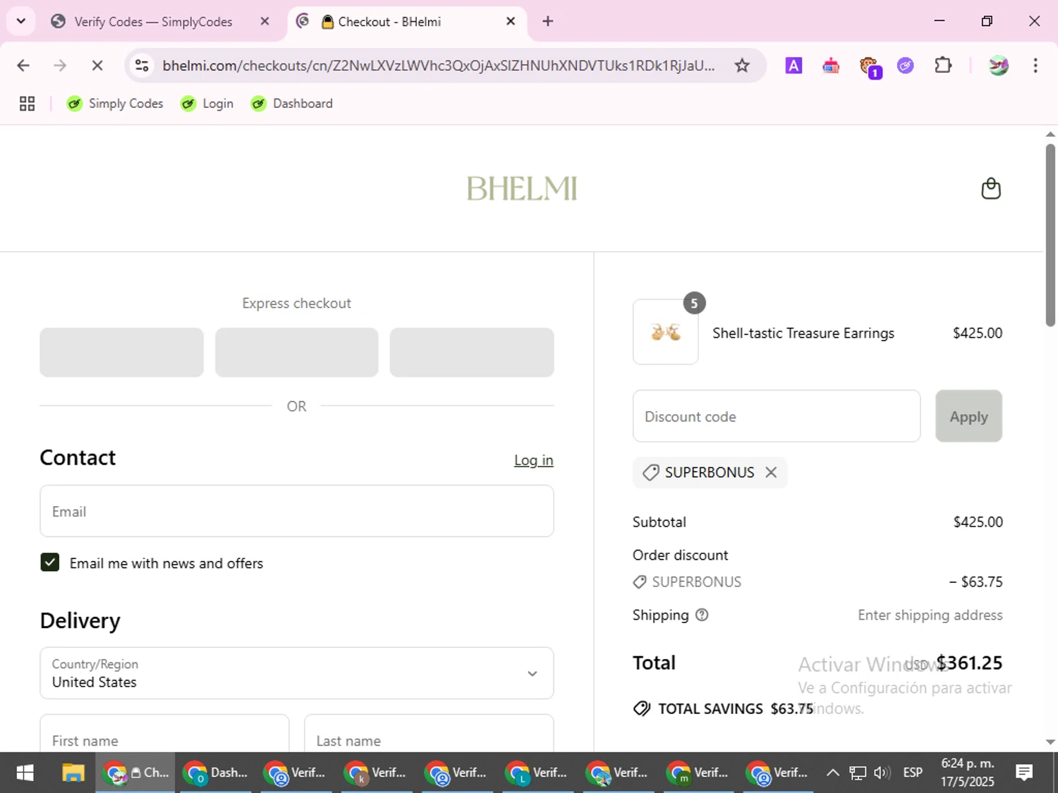 SUPERBONUS coupon verification screenshot