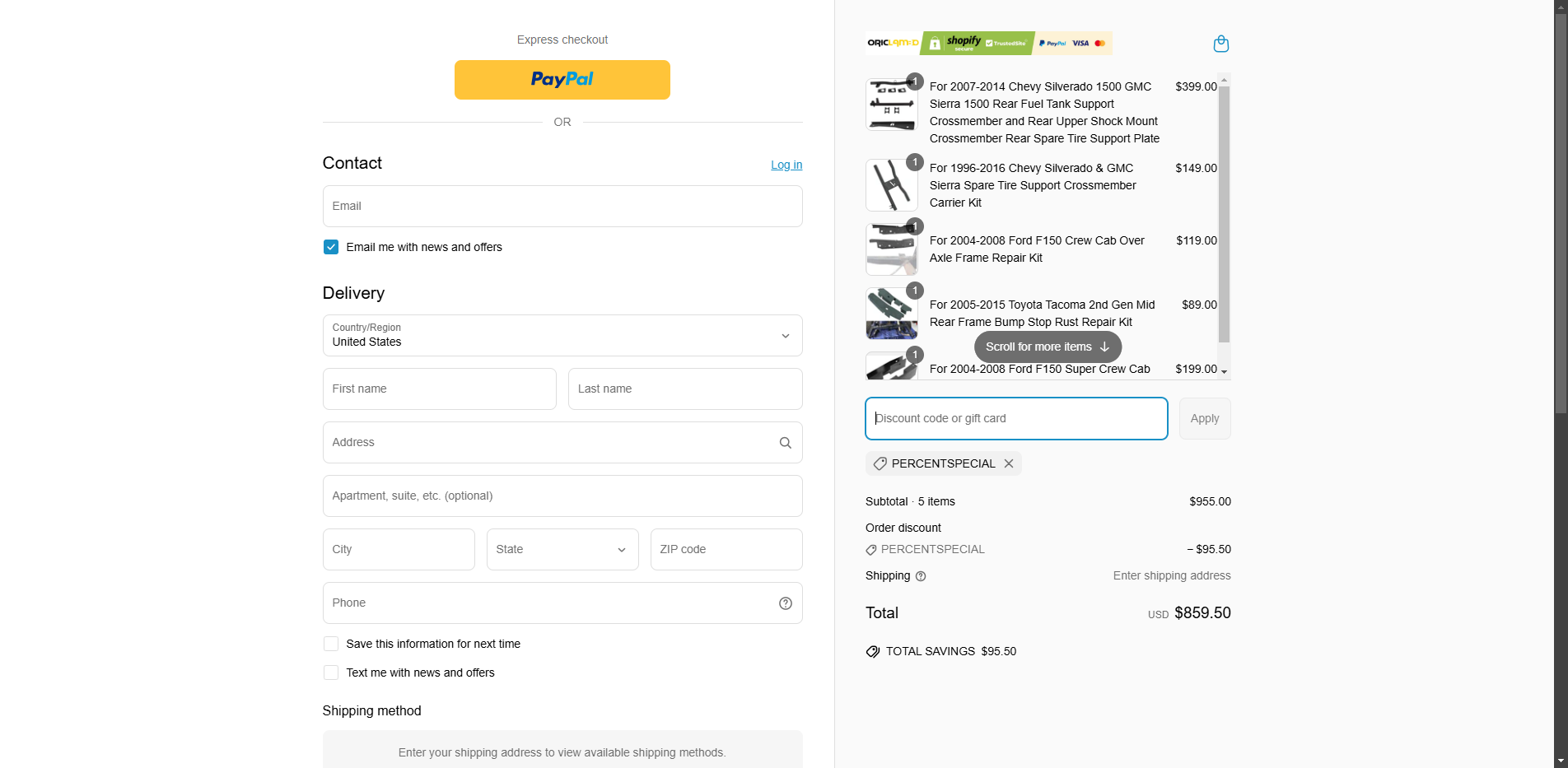 percentspecial coupon verification screenshot