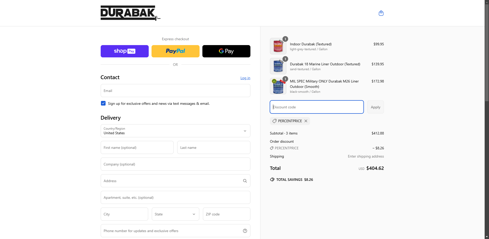 percentprice coupon verification screenshot