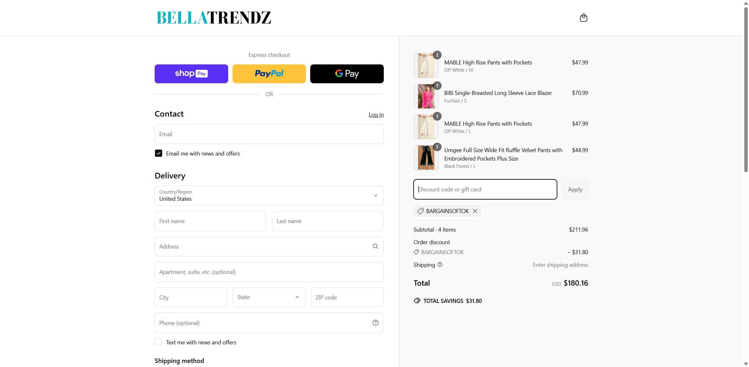 bargainsoftok coupon verification screenshot