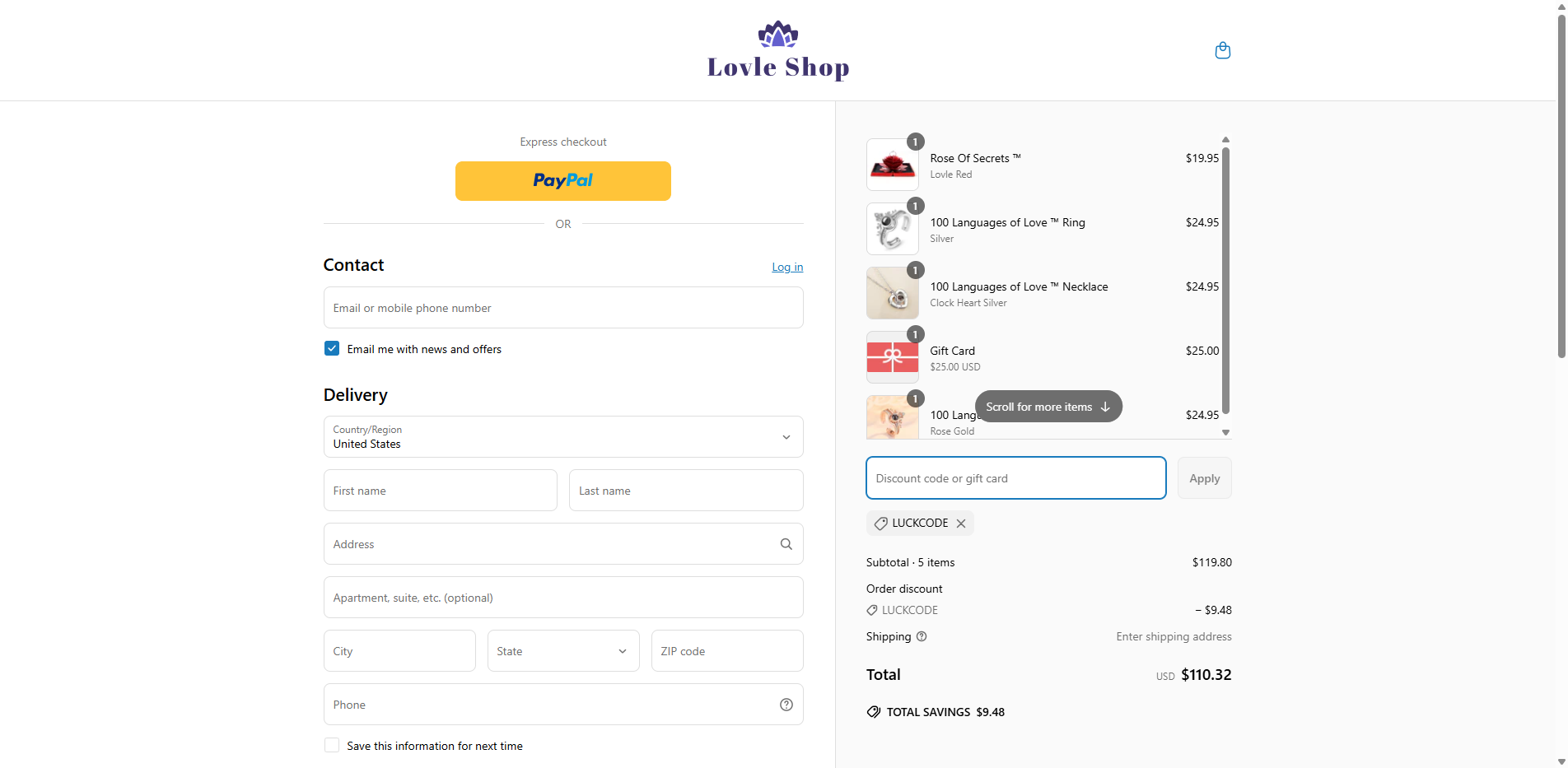 luckcode coupon verification screenshot