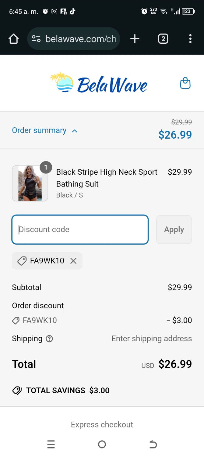 FA9WK10 coupon verification screenshot