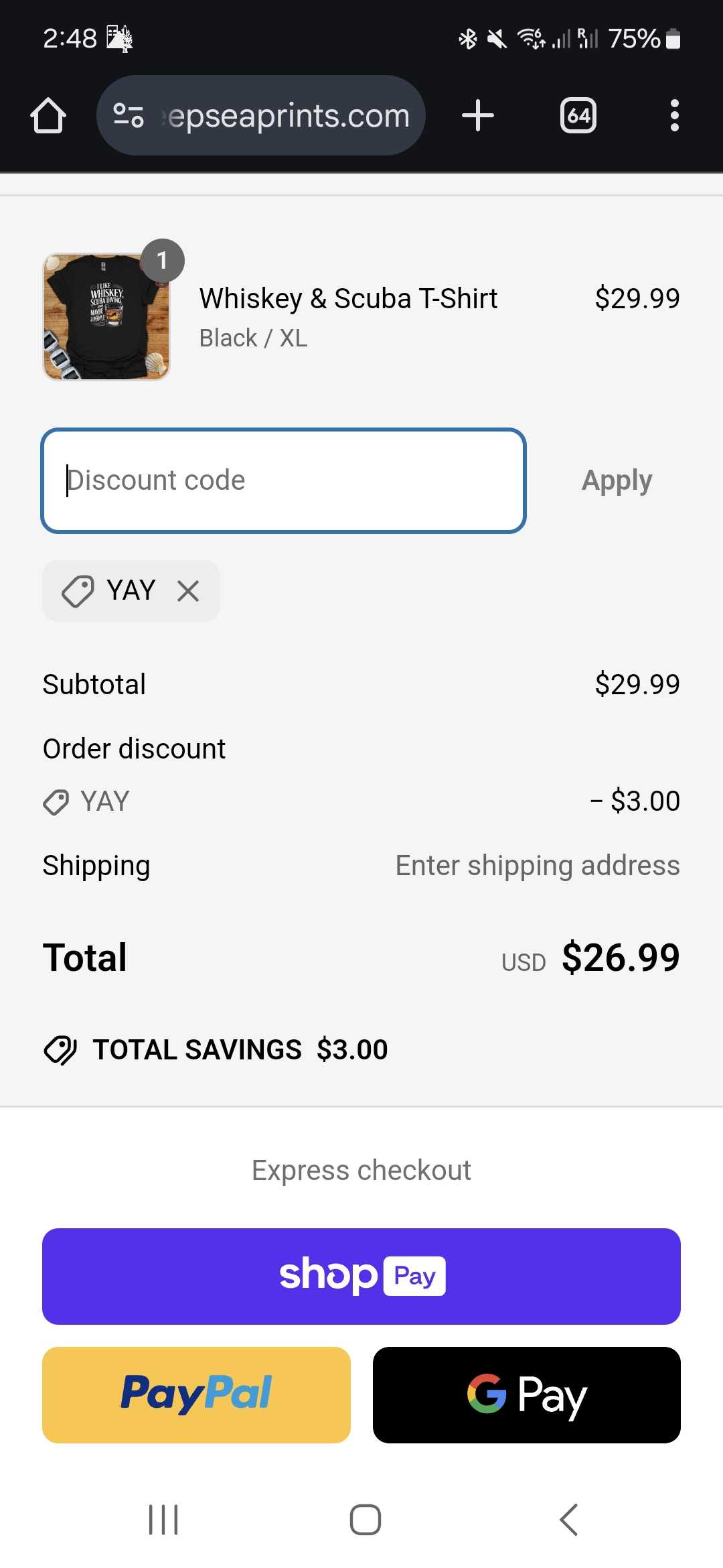 YAY coupon verification screenshot