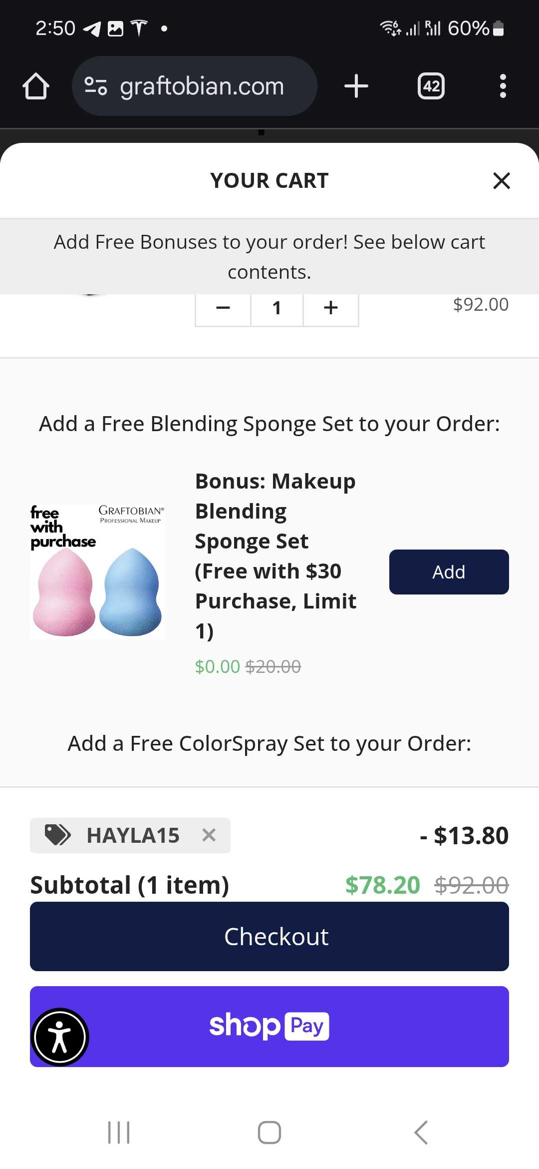 HAYLA15 coupon verification screenshot