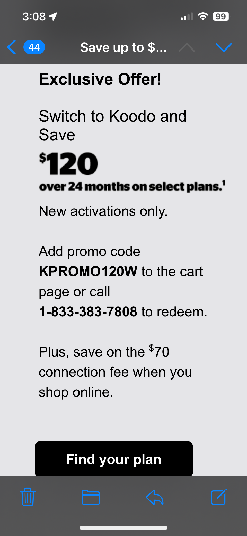 KPROMO120W coupon verification screenshot