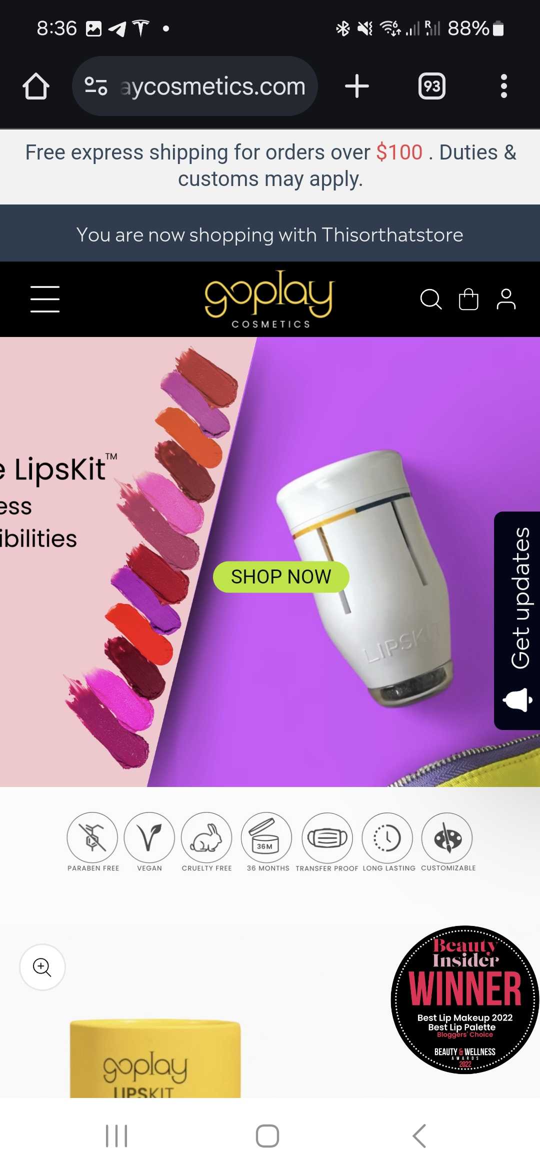 THISORTHATSTORE coupon verification screenshot