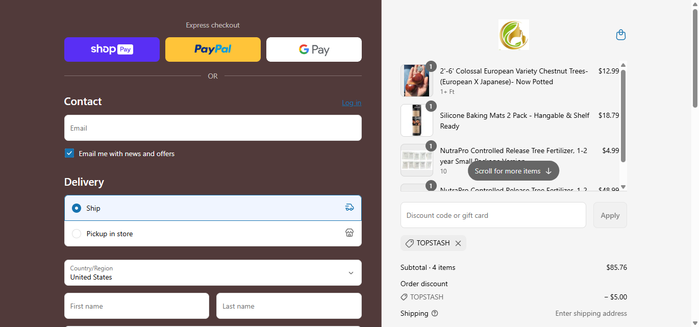 topstash coupon verification screenshot