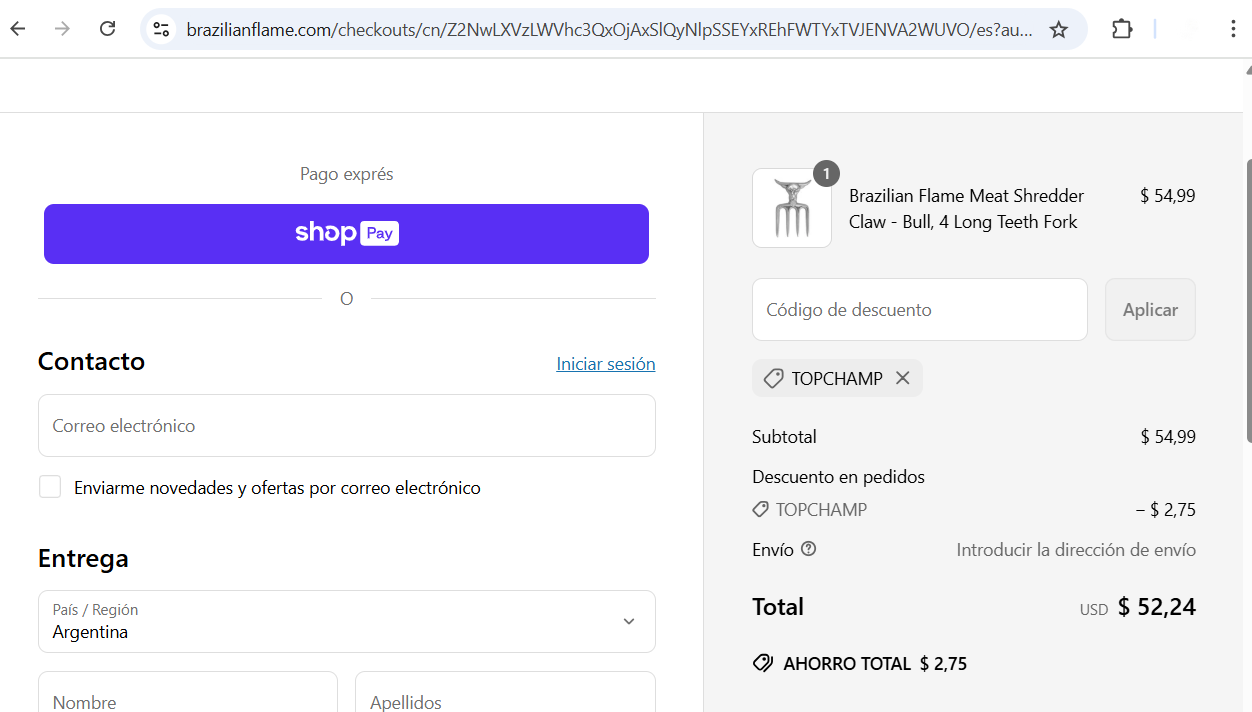 TOPCHAMP coupon verification screenshot