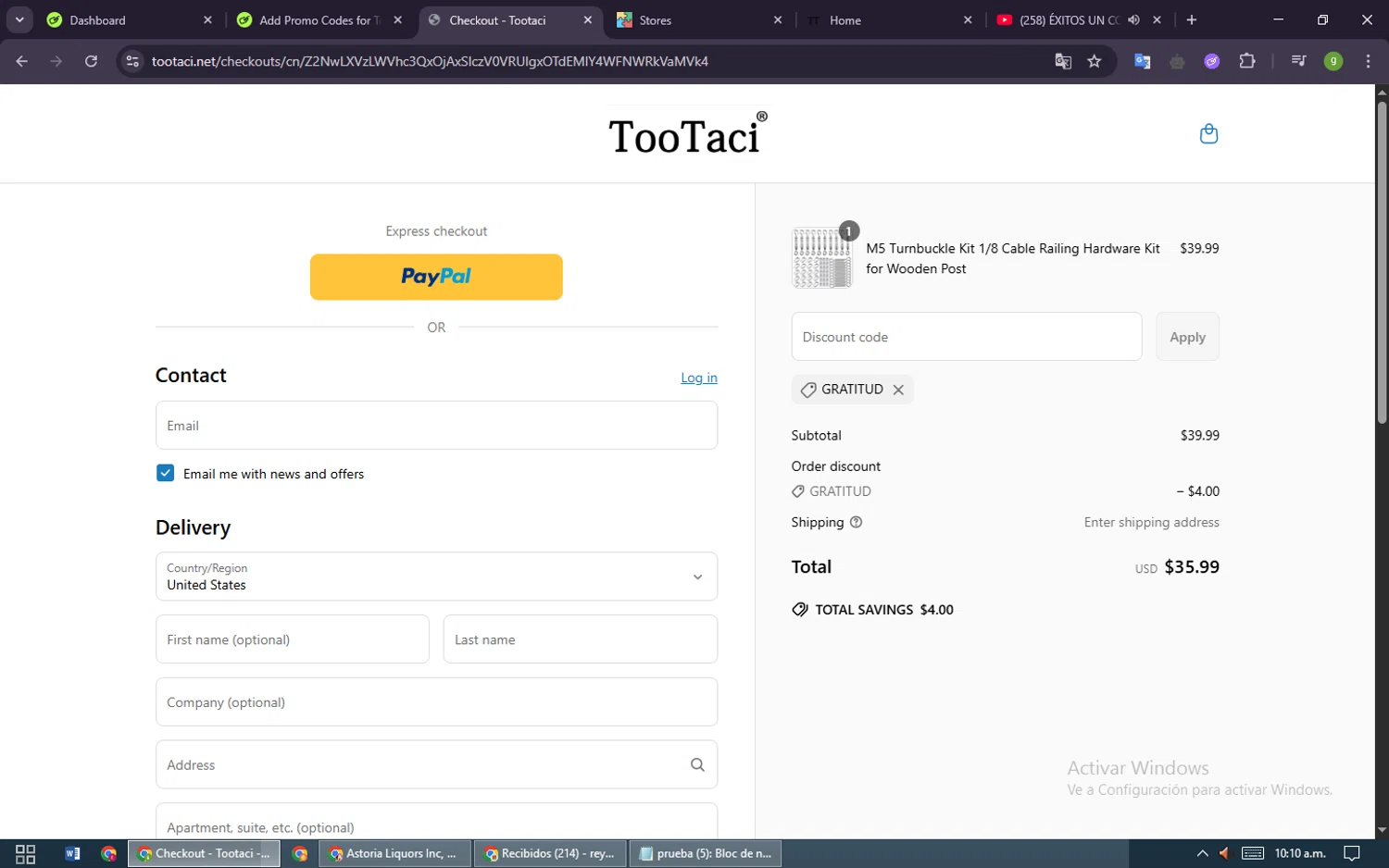 gratitud coupon verification screenshot