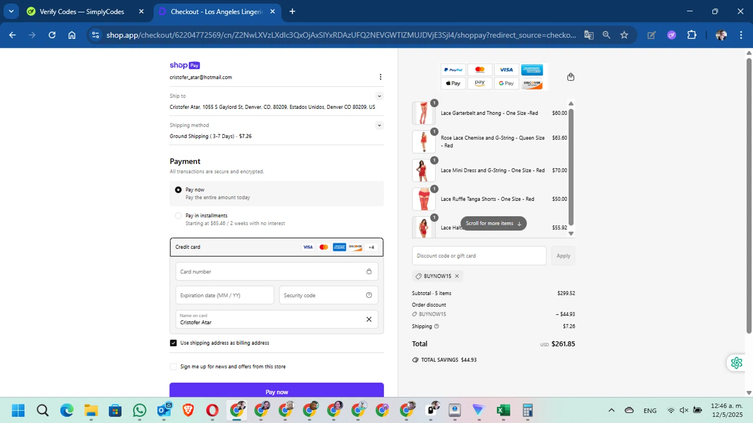 BUYNOW15 coupon verification screenshot