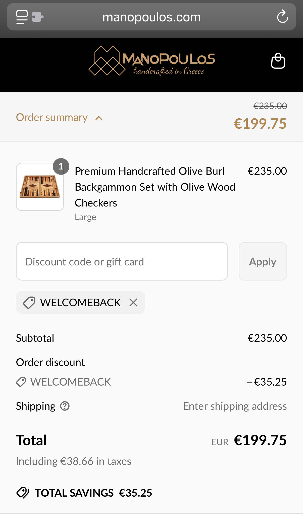 WELCOMEBACK coupon verification screenshot