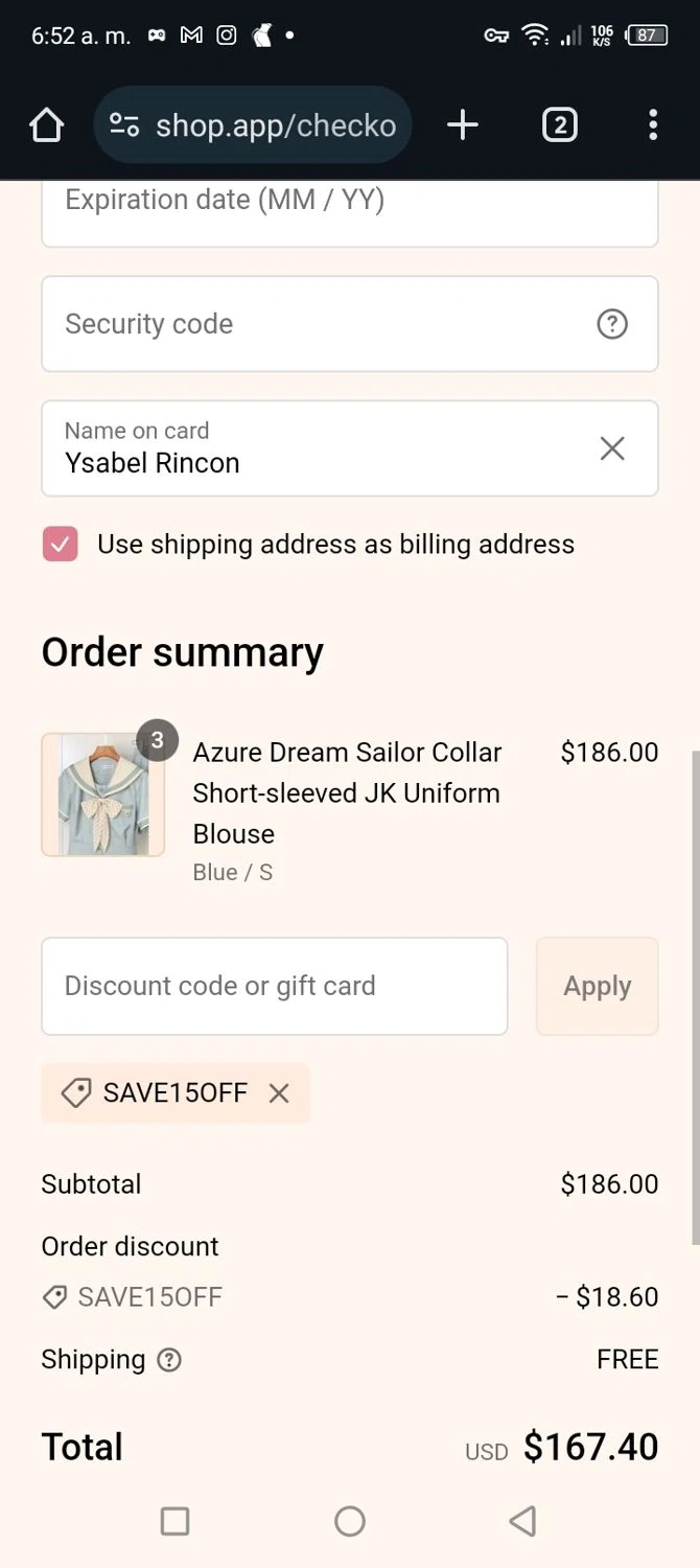 NTBH15 coupon verification screenshot