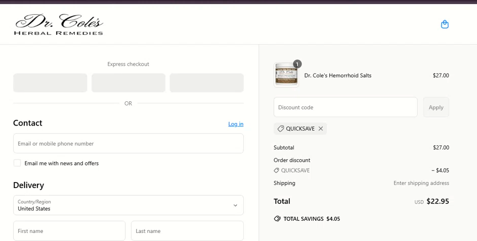 QUICKSAVE coupon verification screenshot