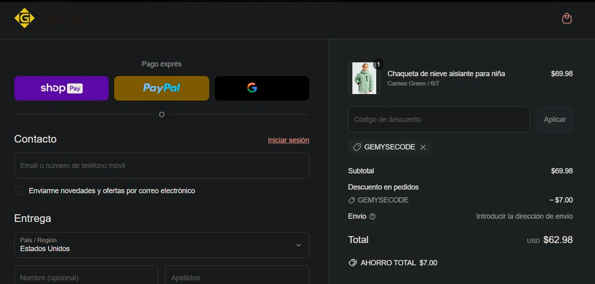 GEMYSECODE coupon verification screenshot