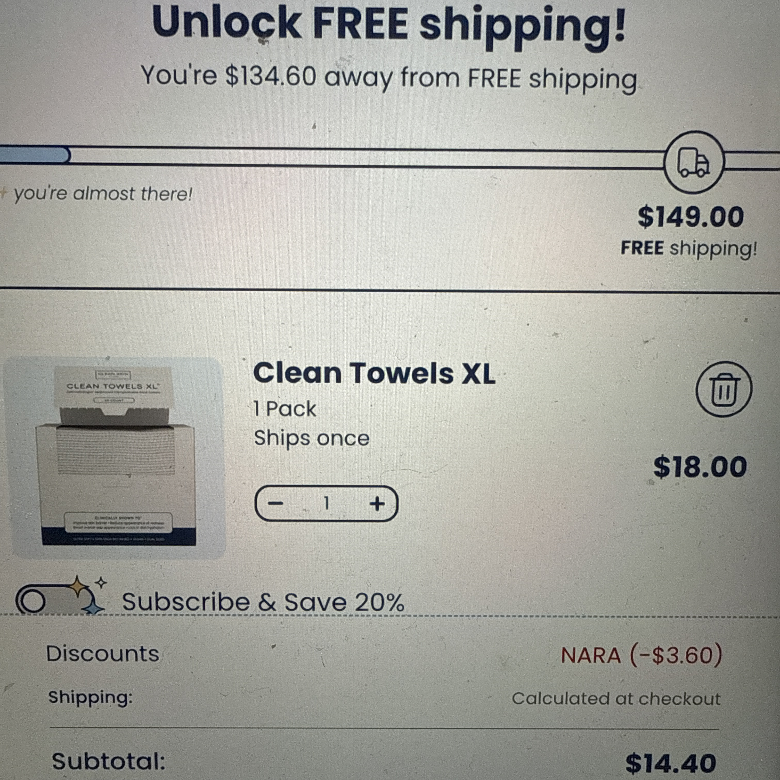 NARA coupon verification screenshot