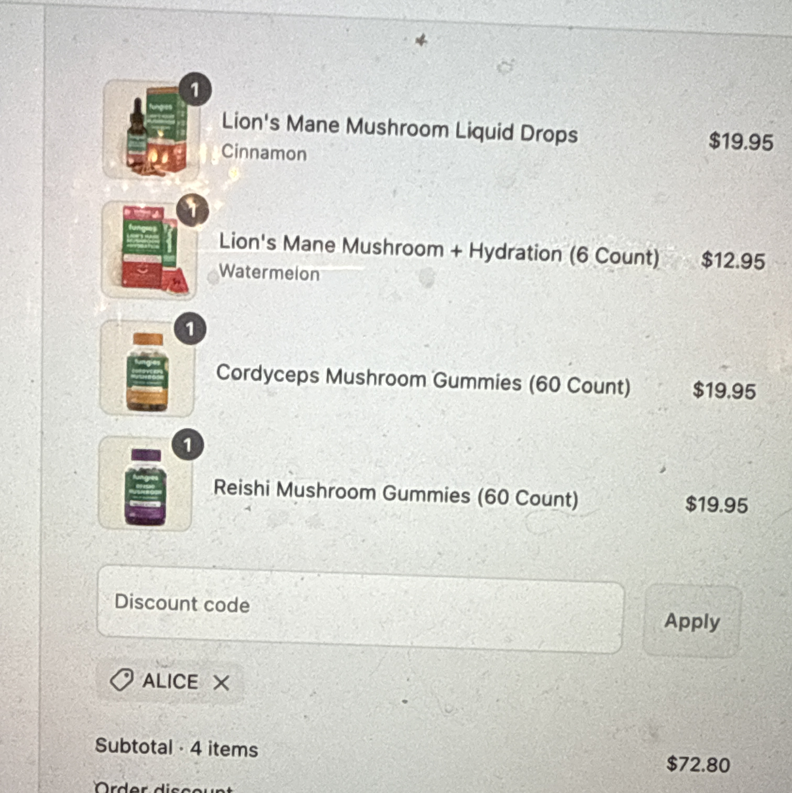 ALICE coupon verification screenshot