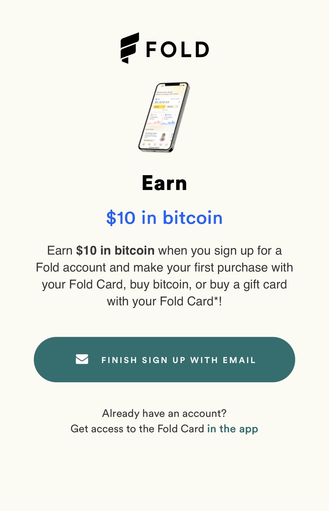 Fold App coupon verification screenshot