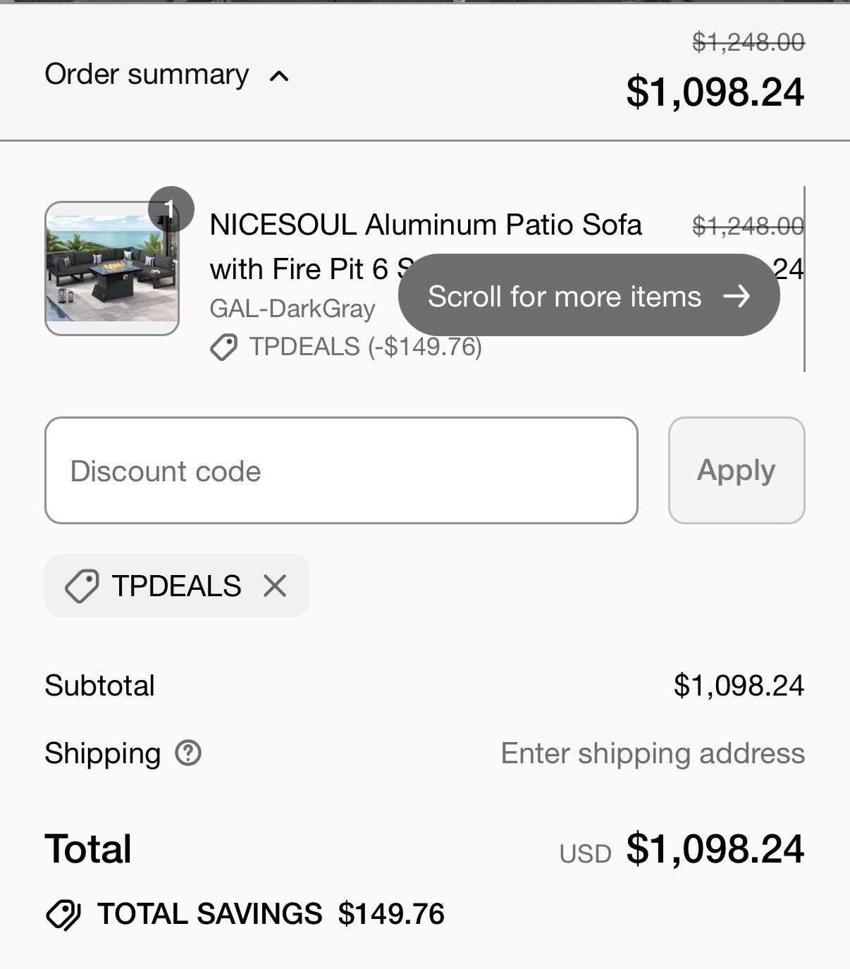 TPDEALS coupon verification screenshot