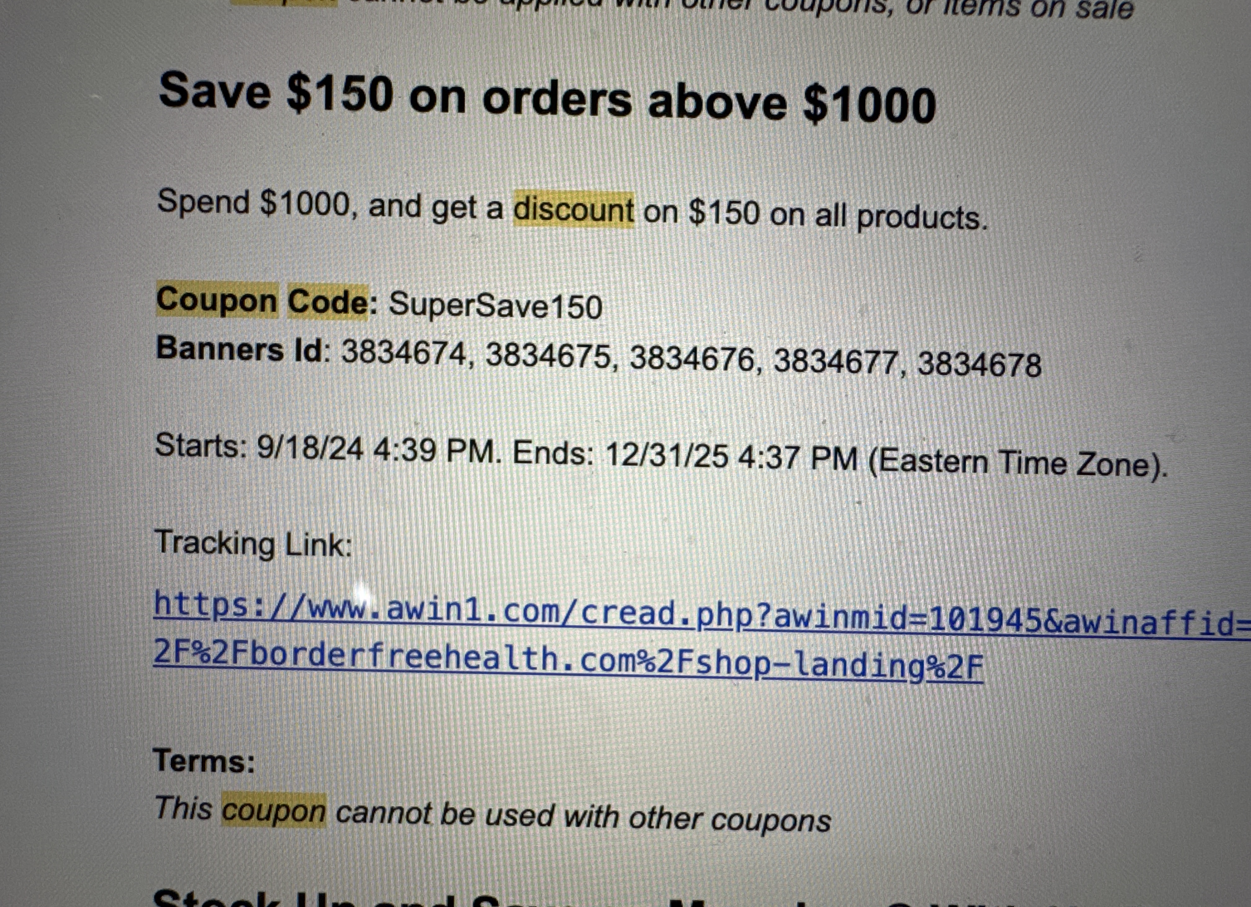 Border Free Health promo code screenshot showing code SuperSave150 applied at Border Free Health checkout page. Uploaded by SimplyCodes community member jimmyru on Jul 16, 2025