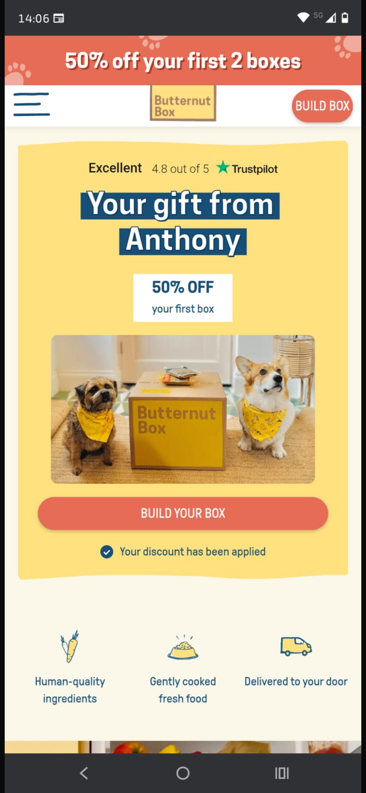 Happypaws50 coupon verification screenshot