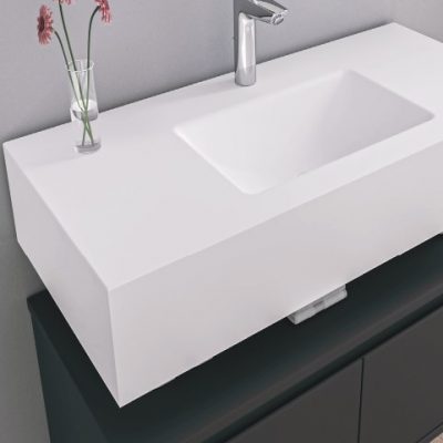 כיור משטח אינטגרלי לוטוס עובי 15 ס"מ קוריאן גוון לבן מט