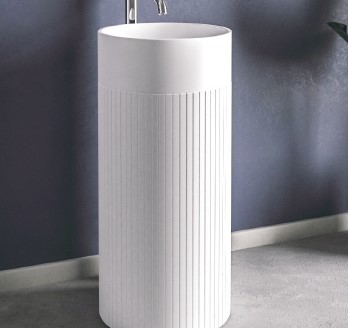 כיור אמבטיה עומד קוריאן דגם מובו 45 ס" קוטר לבן מט אופציה למחורץ או חלק