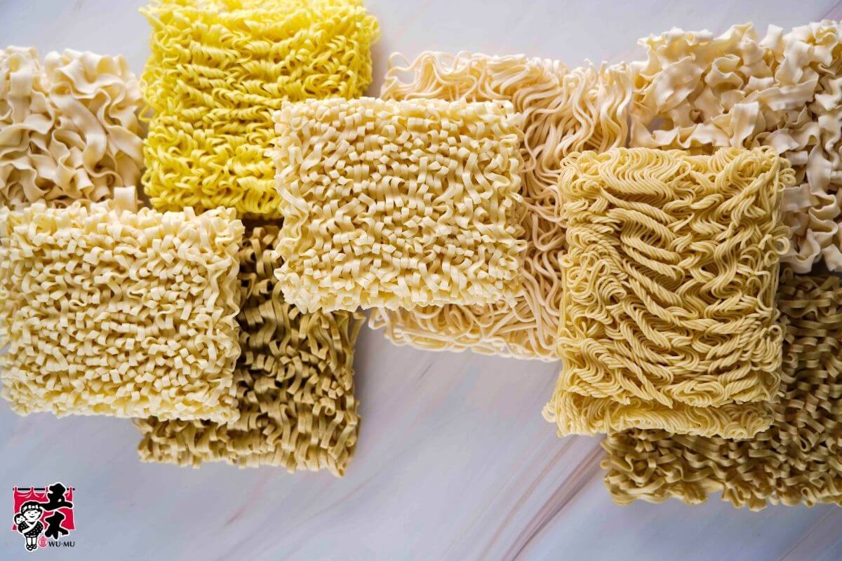 Dried noodles and noodle sheets in different thicknesses, shapes, and textures