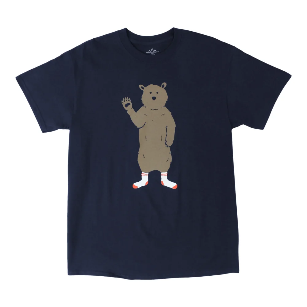 AWKARD BEAR IN SOCK, navy graphic tee by Altru Apparel