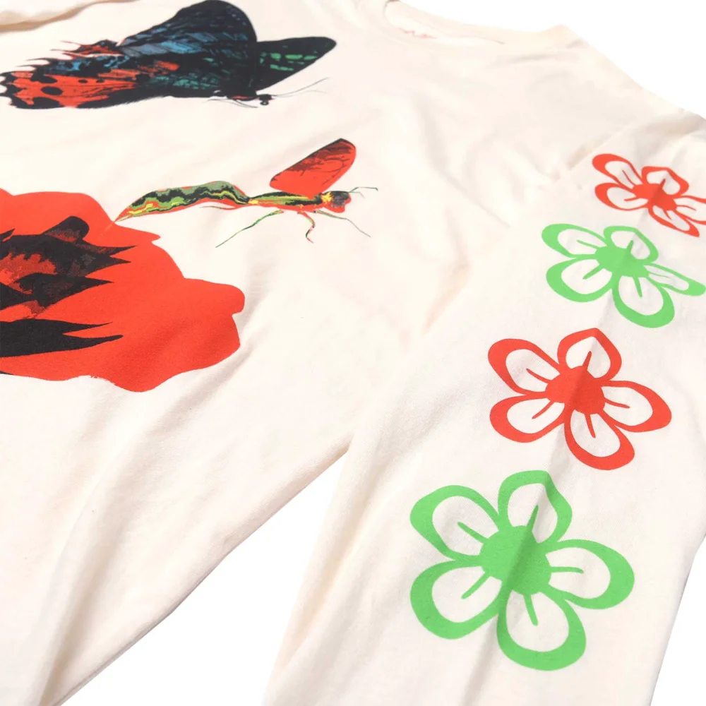 Butterfly Flower Nature L/S tee graphic on front & sleeves - 3