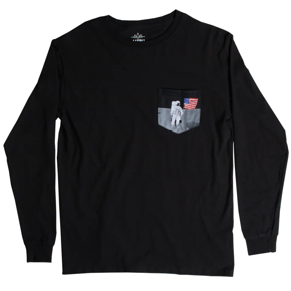 Flag on Moon Pocket long sleeve tee