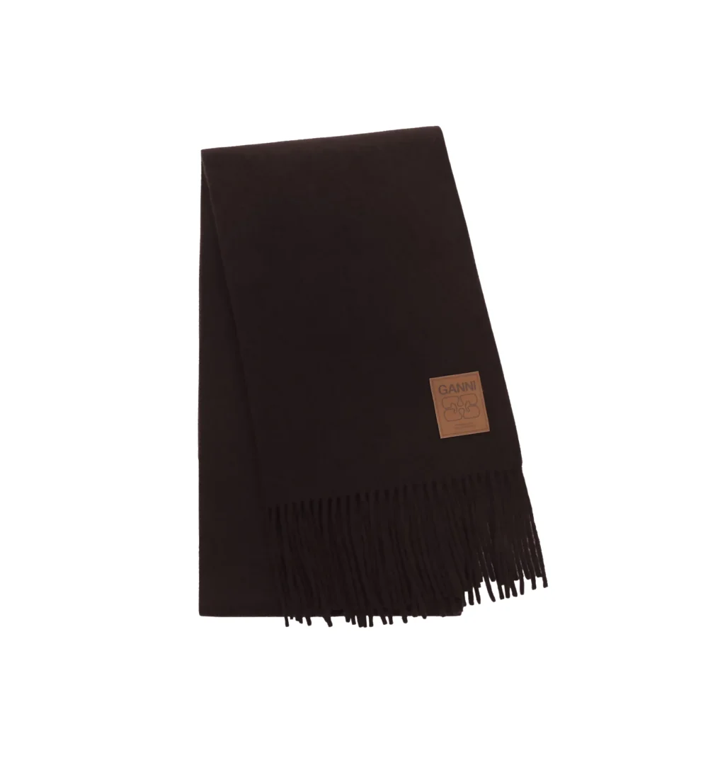 GANNI Double Face Wool Knit Scarf