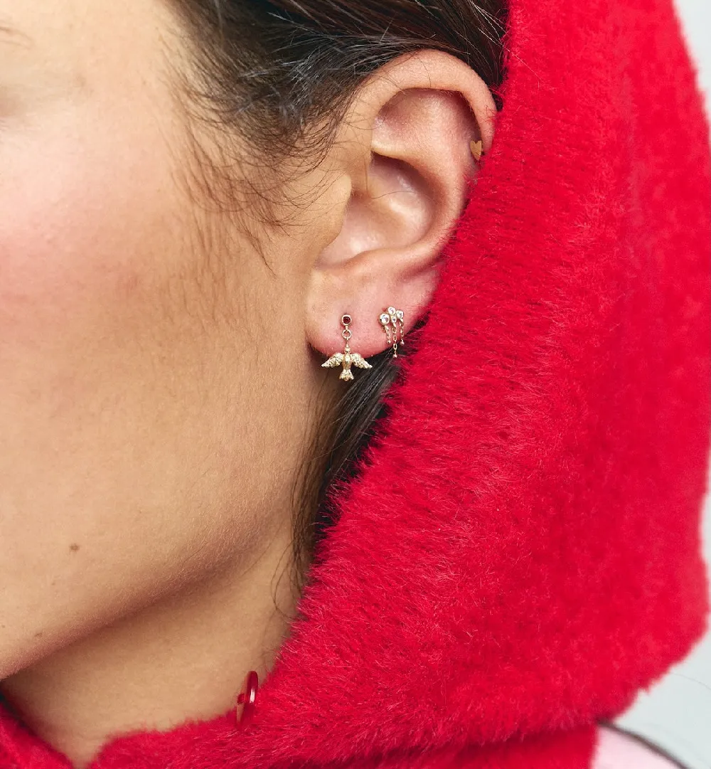 Single Gilded Rain Stud 14K - 2